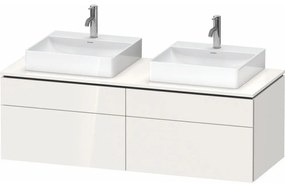 DURAVIT L-Cube závesná skrinka pod dve umývadlá na dosku, 4 zásuvky, 1420 x 550 x 482 mm, biela vysoký lesk, LC4872B85850000