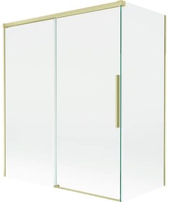 Mexen Rox, 2-krídlová posuvná vaňová zástena 140 + 70 x 150 cm, 8mm číre sklo, zlatý matný profil, 8C9-140-070-55-00