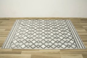 Šnúrkový koberec Stella D418A - Romby Aztec sivý / strieborný