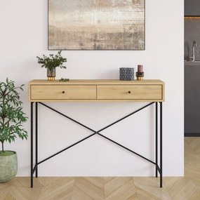 Konzolový stolík s doskou v dubovom dekore v prírodnej farbe 35x110 cm Titan – Marckeric