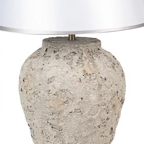 Šedá terakotová stolní lampa Teracci se stříbrným stínidlem - Ø 35*59cm