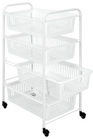 Pojazdný regál so 4 košíkmi Metaltex India, dĺžka 35 cm