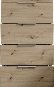 Nočný stolík/skrinka so 4 zásuvkami Smilla, výška 79 cm, dub artisan