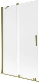 Mexen Velar, 2-krídlová posuvná vaňová zástena 110 x 150 cm, 8mm sklo námraza, zlatá lesklá, 896-110-000-31-50