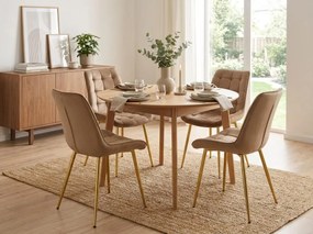 Hnedá zamatová stolička BERA so zlatými nohami