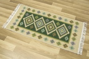 Obojstranný koberec / behúň Kilim romby zelený
