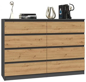 Široká komoda so šuplíkmi TAAVI - dub artisan / antracitová