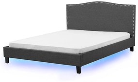 Čalúnená posteľ s farebným LED osvetlením 160 x 200 cm sivá MONTPELLIER Beliani