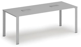 Stôl PRIMO INFINITY 2000 x 900 x 750, sivá + 2x stolná zásuvka TYP III, strieborná