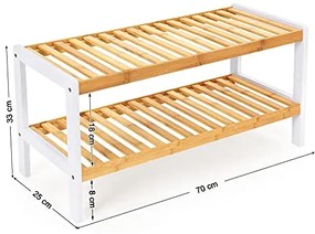 Bambusový regál, 2 police, 33x70x25cm