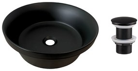 Súprava keramického umývadla na dosku a výpuste Mada 40 cm čierna