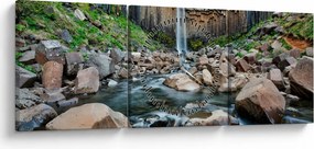 Obraz - Vodopád Svartifoss, Island (s hodinami) (90x30 cm)