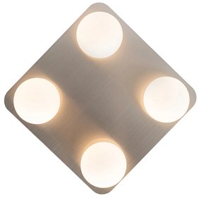 Moderné stropné svietidlo do kúpeľne oceľové štvorcové 4-žiarovkové - Cederic