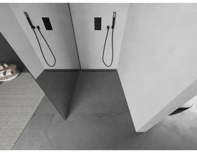 Mexen Kioto L, sprchová zástena Walk-In 90 x 200 cm, 8mm sklo vzor zrkadlo, grafitový profil, 800-090-103-66-50