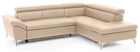 Kožená rohová sedacia súprava SALERNO II pravá, béžová, rozkladacia