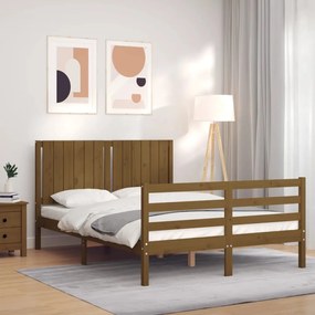 Rám postele s čelom medovohnedý 140x190 cm masívne drevo 3194749