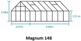 Skleník Halls Magnum zelený, 4,46 x 2,57 m / 11,5 m², 3 mm tabuľové sklo