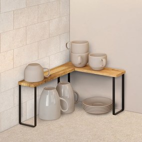 Drevené prídavné poličky v matnej čierno-prírodnej farbe v súprave 2 ks 27x8 cm York – Metaltex