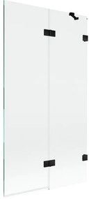 Mexen Lunar, 2-krídlová vaňová zástena pravá 100 x 150 cm, číre sklo, čierna matná, 897-100-100-70-00-P