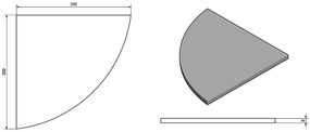 Sapho Sapho, X-ROUND sklenená polica rohová, štvrťkruhová 200x200mm, chróm/mliečne sklo, XR009-01