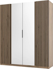 4-dverová skriňa do obývačky s zrkadlom a lamelami Dravero Ev/bl-ev 2LAM 2L