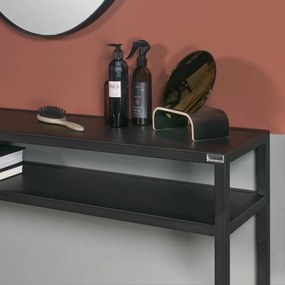 Čierny konzolový stolík s doskou z dubového dreva 30x120 cm Daniël – Spinder Design