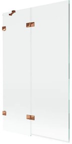Mexen Lunar, 2-krídlová vaňová zástena ľavá 110 x 150 cm, číre sklo, ružové zlato, 897-110-100-60-00-L