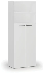 Kombinovaná kancelárska skriňa PRIMO WHITE, dvere na 4 poschodia, 2128 x 800 x 420 mm, biela
