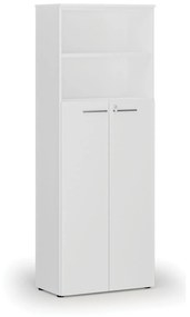 Kombinovaná kancelárska skriňa PRIMO WHITE, dvere na 4 poschodia, 2128 x 800 x 420 mm, biela