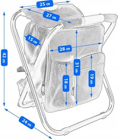 Skladacie turistické kreslo s batohom - čierne
