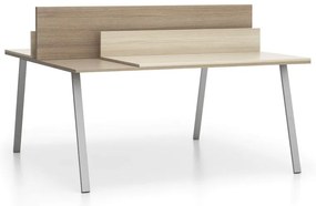 Kancelársky písací stôl DOUBLE LAYERS, posuvná vrchná doska, s prepážkami, dub prírodný/dub morený