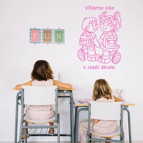 Veselá Stena Samolepka Vítame Vás v našej škole Farba: ružová, Veľkosť: 100 x 70 cm