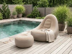 Nafukovacie kreslo s taburetom RESTIO 86x88 cm, béžové