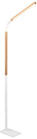 LED stojacia lampa v bielej a prírodnej farbe s dreveným tienidlom (výška 169,5 cm) Norris – Trio