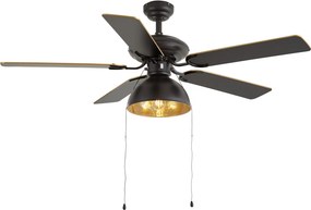 Stropný ventilátor čierny s béžovou farbou 130 cm s ťahacím káblom - Mistral Magna
