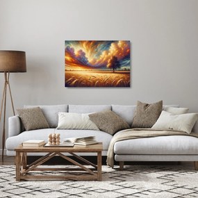 Sklenený obraz – Strom na poli (70x50 cm)