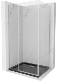 Mexen Roma, sprchový kút s krídlovými dverami 80 (dvere) x 100 (stena) cm, 6mm číre sklo, chrómový profil + slim sprchová vanička čierna + chrómový sifón, 854-080-100-01-00-4070