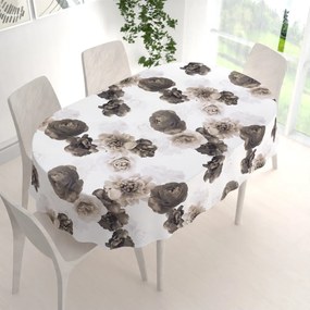 Biante Dekoračný oválny obrus PM-016 Veľké hnedé kvety 100x140 cm