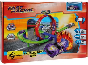 Závodná dráha Fast Racing s autom, 7 dielov, 46,5 x 6,2 x 29,6 cm