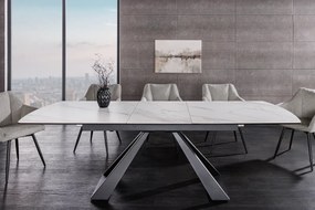 Jedálenský stôl CONCORD 180-230 cm rozkladací mramorový vzhľad biely keramický tvrdené sklo