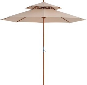 Outsunny Rovno Drevený Záhradný Slnečník Okrúhly Slnečník Polyester 180 g/m² 2 Rúry priemer 2.7 x 2.6H m béžový | Aosom