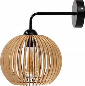 Nástenná lampa 1x E27 edison LED nad zrkadlo s dreveným tienidlom