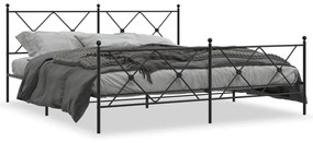 Kovový rám postele s čelom a podnožkou čierny 183x213 cm 376525