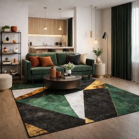 Protišmykový koberec NOVO mramor / zelený