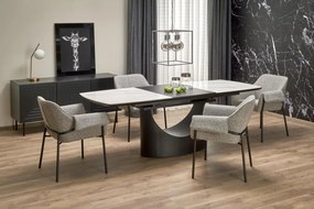 OSMAN extension table, white marble / black