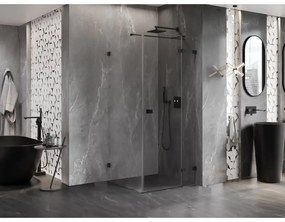 Mexen Lunar T výklopný sprchový kút pravý 110 x 110 cm, číre sklo, čierna matná, 834T-110-110-70-00-P