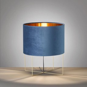 Stolná lampa Aura tienidlo zamat výška 43 cm modrá