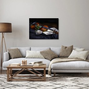 Sklenený obraz - Ruže a husle (70x50 cm)