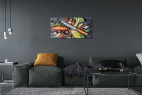 Obraz canvas Nôž vlákna priadze špenát paradajky 125x50 cm