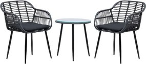 Záhradný ratanový set Napoli – čierna súprava s 2 kreslami a stolíkom